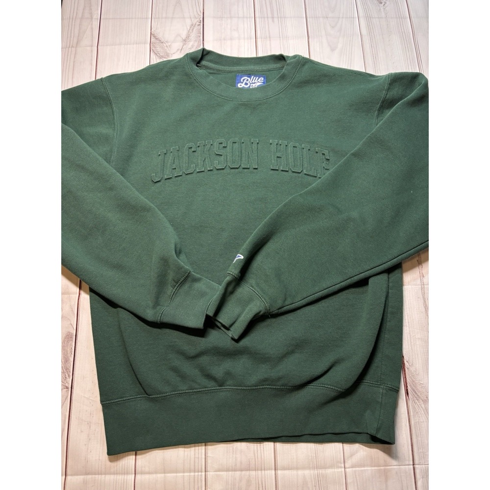 Jackson Hole Blue 84 Crewneck Sweatshirt Men's Small Emerald Green